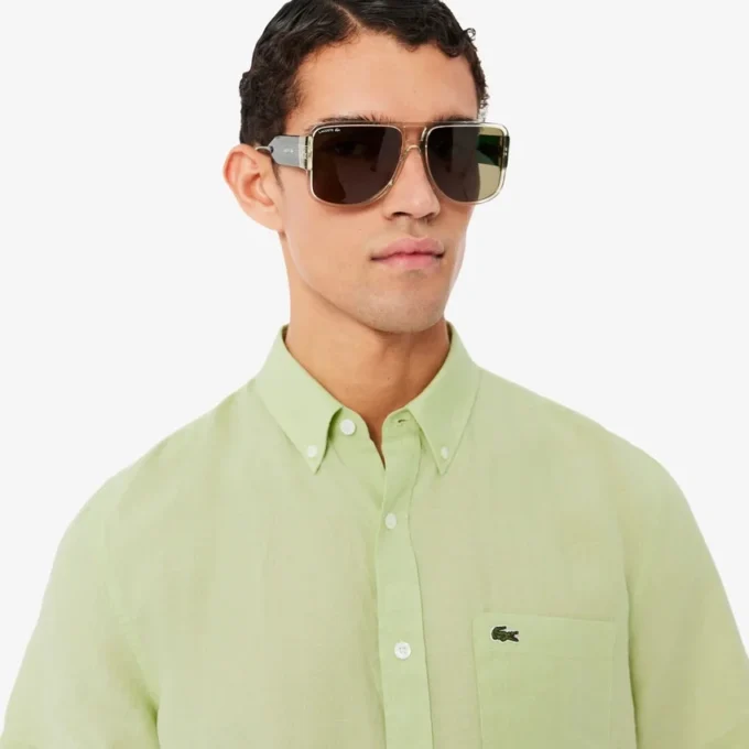 Camisa de lino de manga corta para hombre