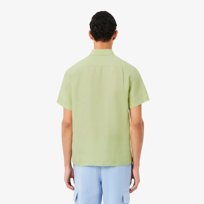 Camisa de lino de manga corta para hombre