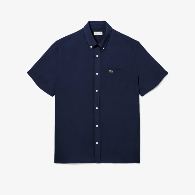Camisa de lino de manga corta para hombre