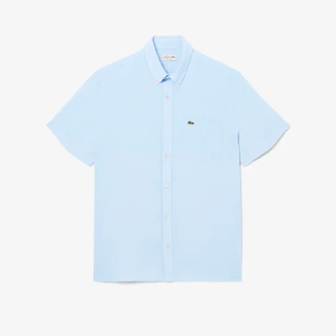 Camisa de lino de manga corta para hombre