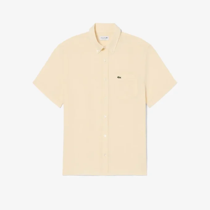 Camisa de lino de manga corta para hombre