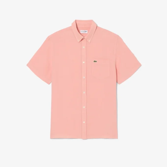 Camisa de lino de manga corta para hombre