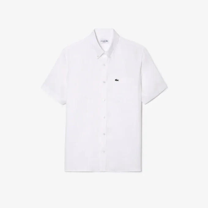 Camisa de lino de manga corta para hombre