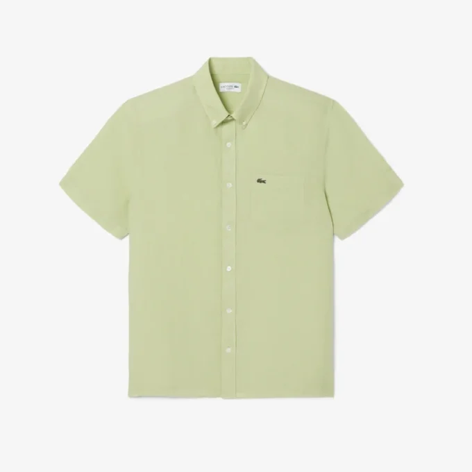 Camisa de lino de manga corta para hombre