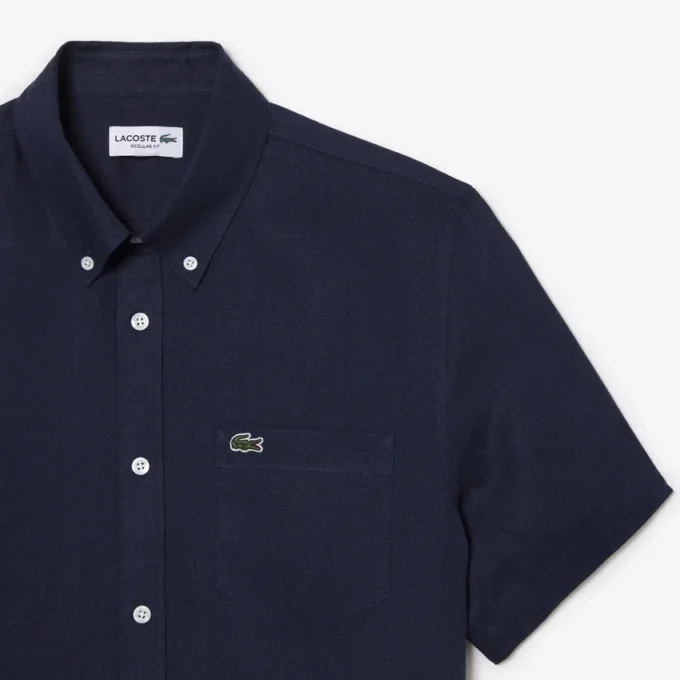 Camisa de lino de manga corta para hombre