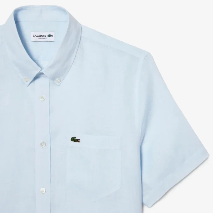 Camisa de lino de manga corta para hombre
