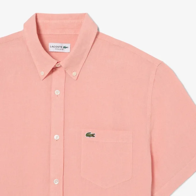 Camisa de lino de manga corta para hombre