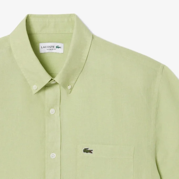 Camisa de lino de manga corta para hombre