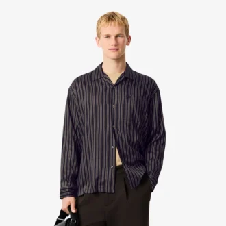 Camisa de lyocell a rayas de corte holgado para hombre
