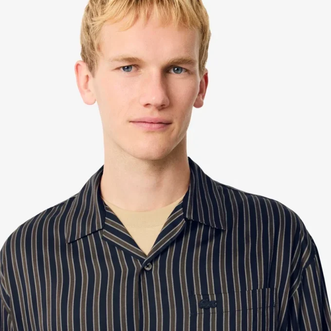 Camisa de lyocell a rayas de corte holgado para hombre