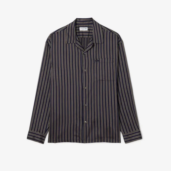 Camisa de lyocell a rayas de corte holgado para hombre