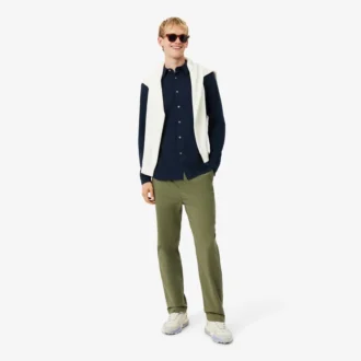Camisa de piqué de algodón de corte entallado para hombre