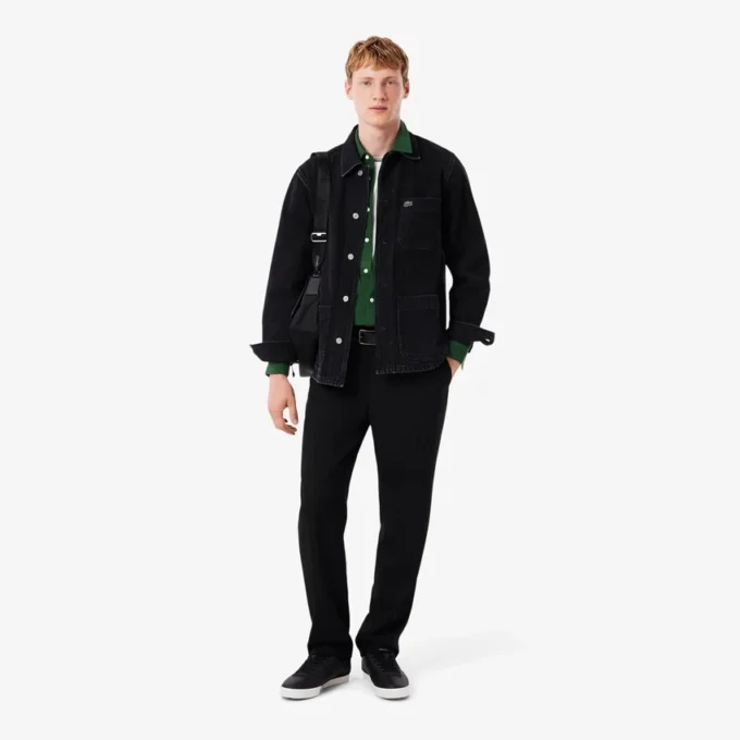 Camisa de piqué de algodón de corte entallado para hombre