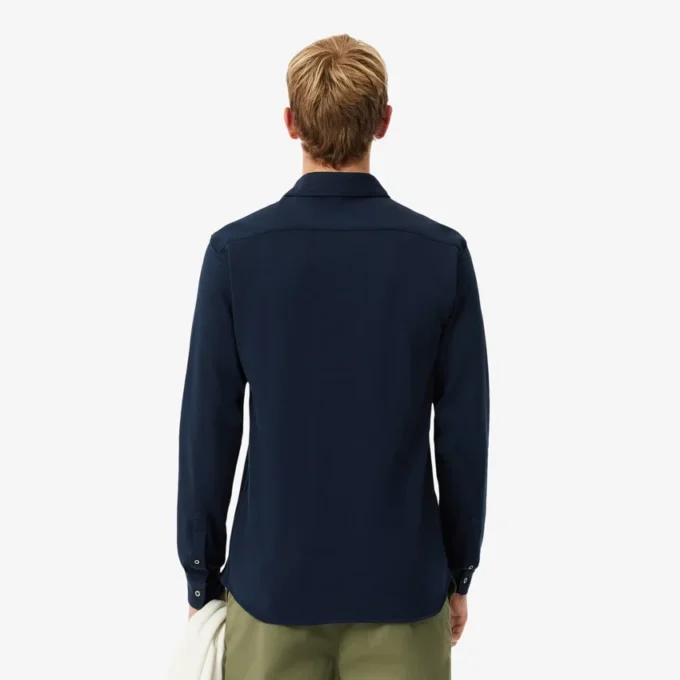 Camisa de piqué de algodón de corte entallado para hombre