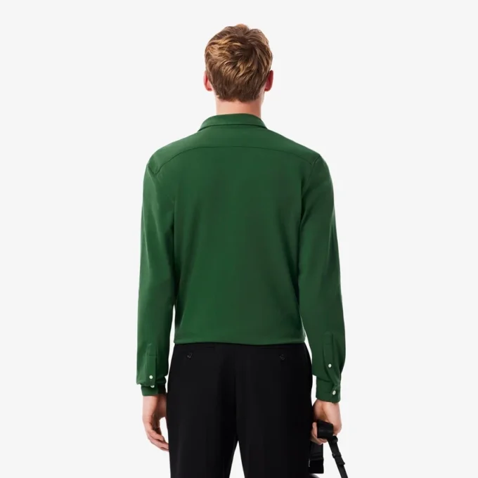 Camisa de piqué de algodón de corte entallado para hombre
