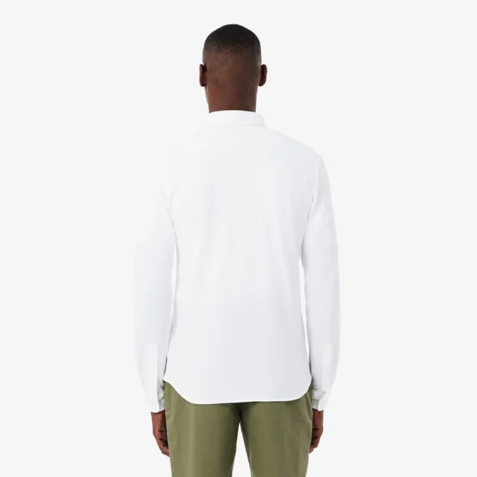Camisa de piqué de algodón de corte entallado para hombre