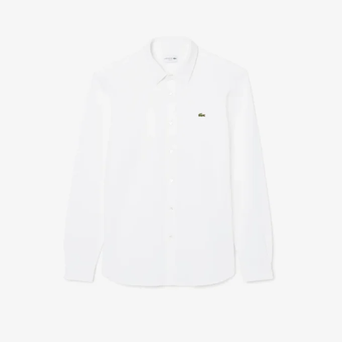 Camisa de piqué de algodón de corte entallado para hombre