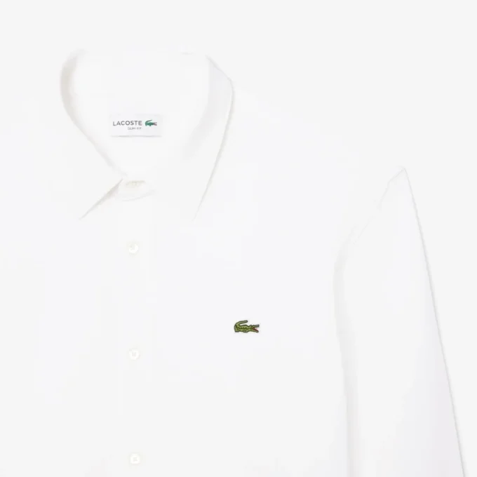 Camisa de piqué de algodón de corte entallado para hombre