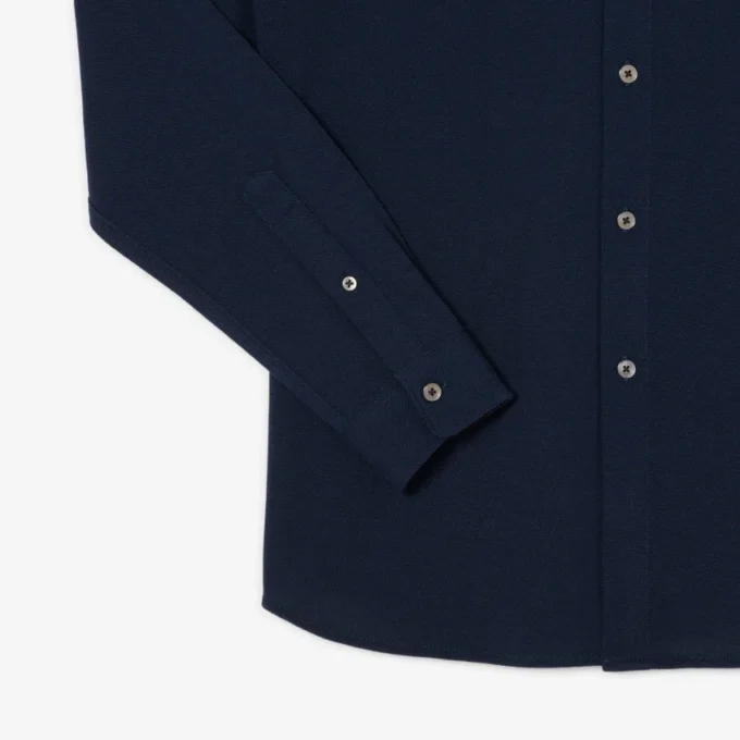Camisa de piqué de algodón de corte entallado para hombre