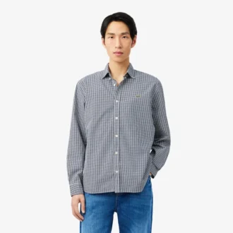 Camisa de popelín a cuadros de corte regular