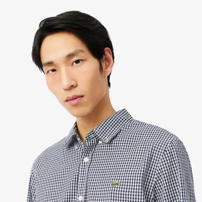 Camisa de popelín a cuadros de corte regular