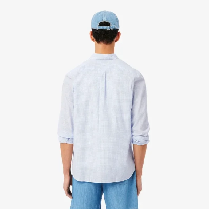 Camisa de popelín a cuadros de corte regular