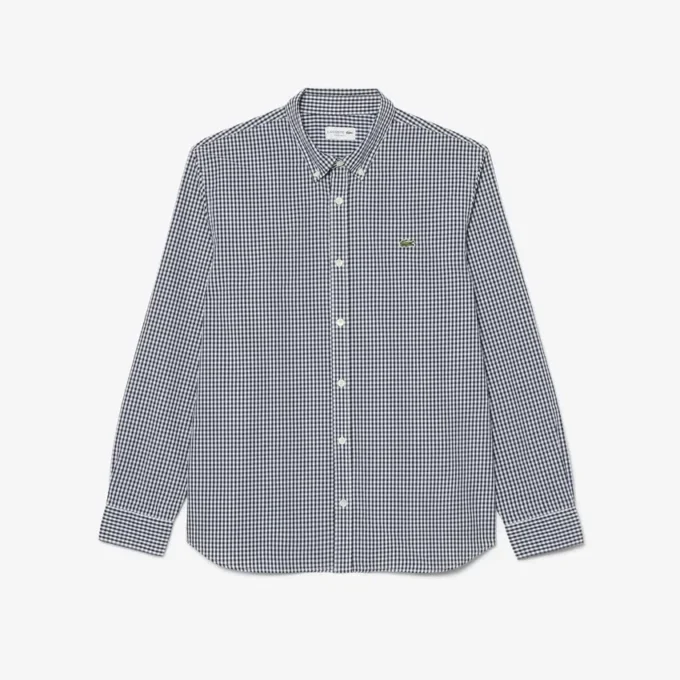 Camisa de popelín a cuadros de corte regular