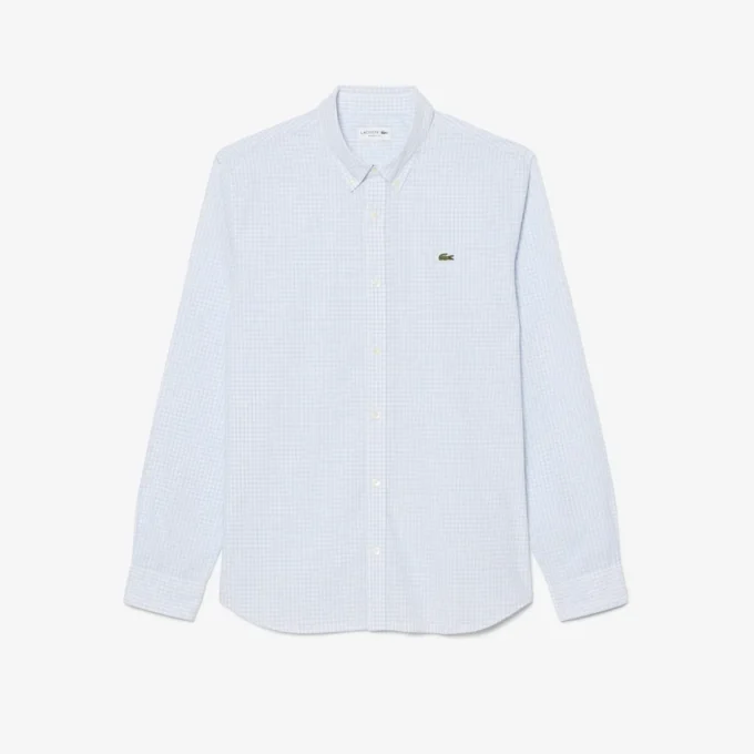 Camisa de popelín a cuadros de corte regular