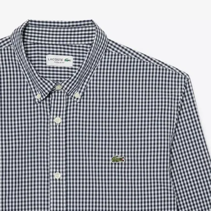 Camisa de popelín a cuadros de corte regular