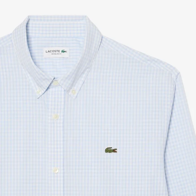 Camisa de popelín a cuadros de corte regular