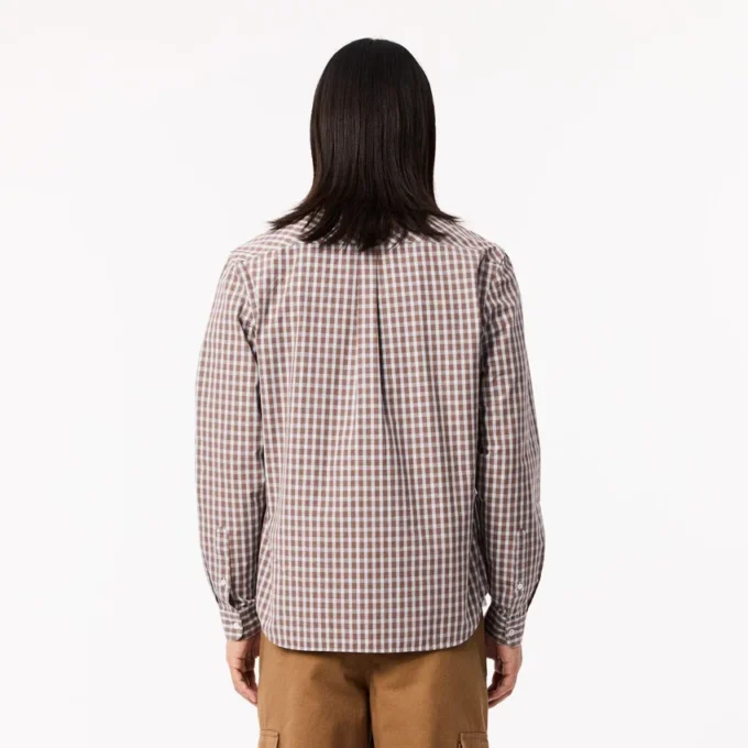 Camisa de popelín a cuadros de corte regular para hombre