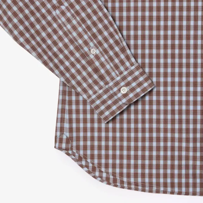 Camisa de popelín a cuadros de corte regular para hombre