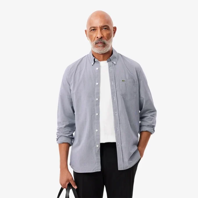Camisa de popelín a cuadros vichy de corte regular para hombre