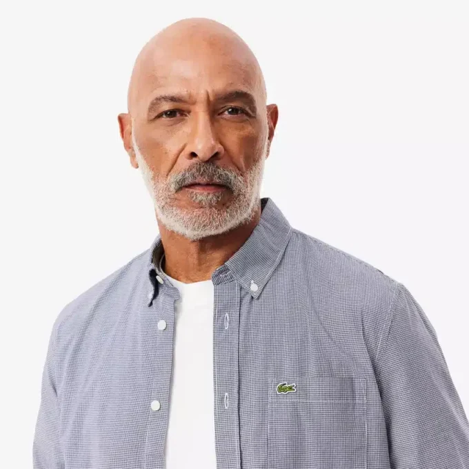 Camisa de popelín a cuadros vichy de corte regular para hombre