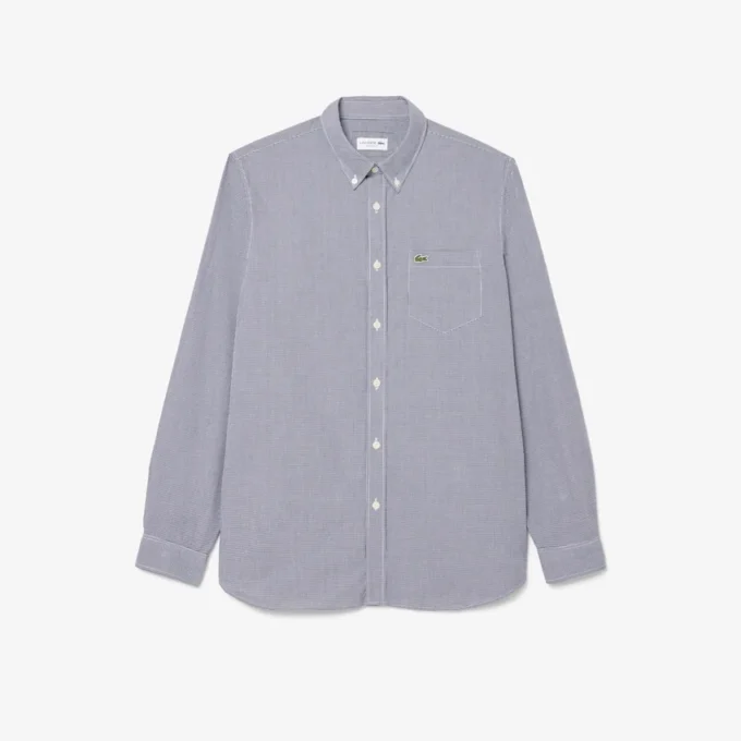 Camisa de popelín a cuadros vichy de corte regular para hombre