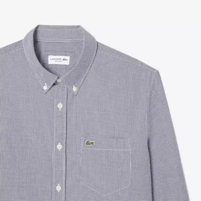 Camisa de popelín a cuadros vichy de corte regular para hombre