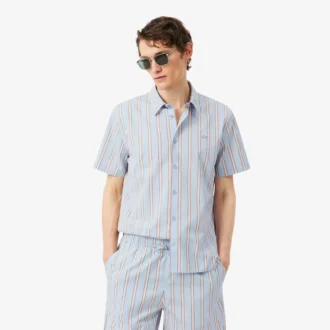 Camisa de popelín a rayas de corte regular