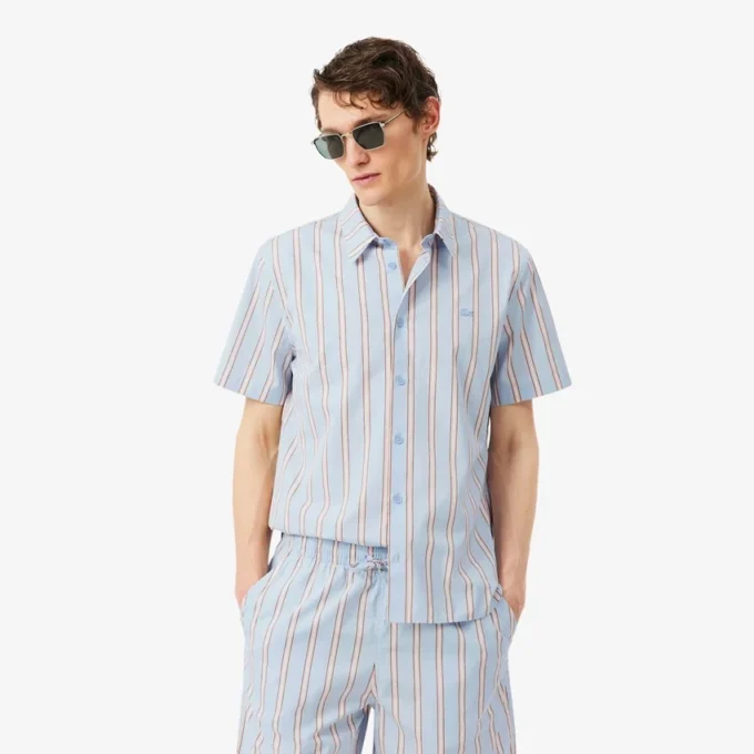 Camisa de popelín a rayas de corte regular