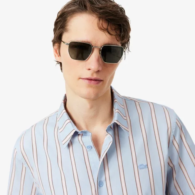 Camisa de popelín a rayas de corte regular