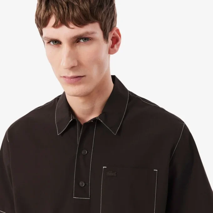 Camisa de popelín de manga corta y corte holgado