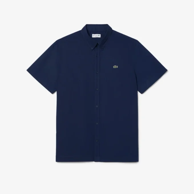 Camisa de popelín de manga corta y corte regular