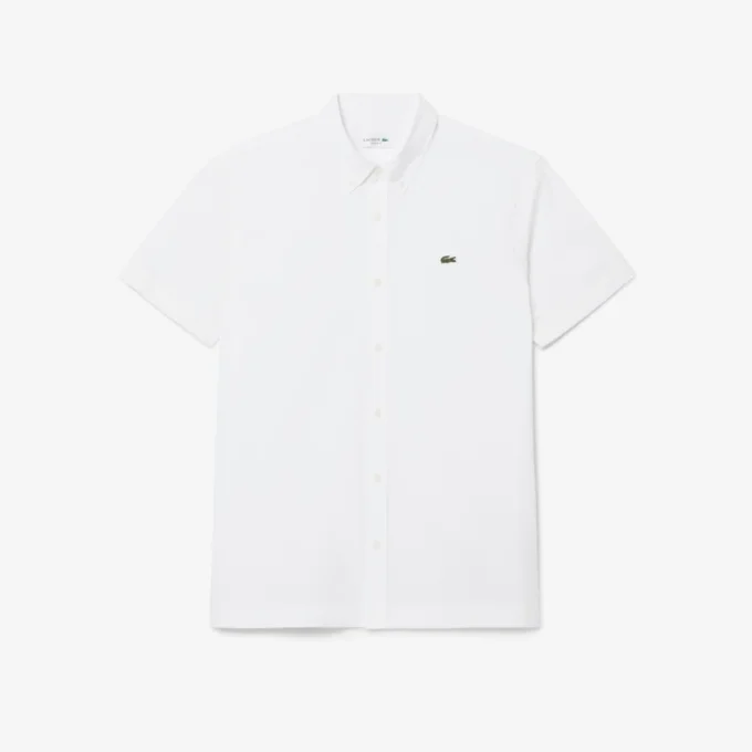 Camisa de popelín de manga corta y corte regular