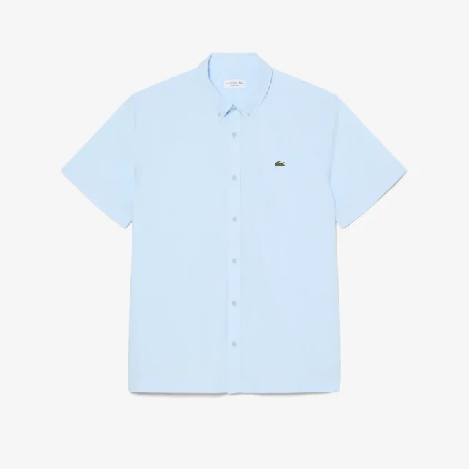 Camisa de popelín de manga corta y corte regular