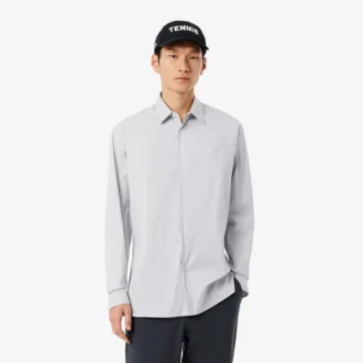 Camisa de popelín elástico a rayas de corte entallado