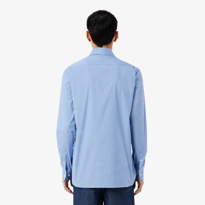 Camisa de popelín elástico a rayas de corte entallado
