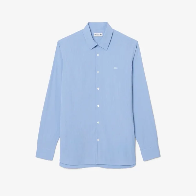 Camisa de popelín elástico a rayas de corte entallado