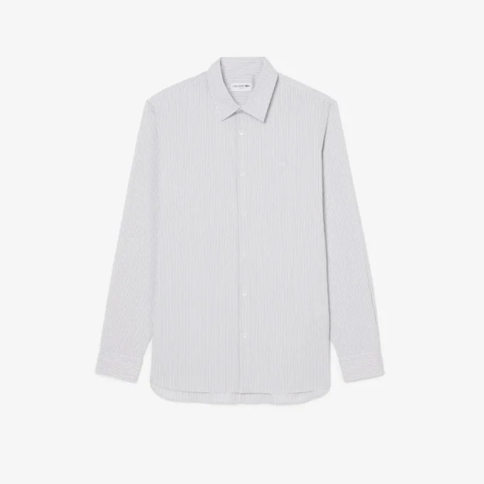 Camisa de popelín elástico a rayas de corte entallado