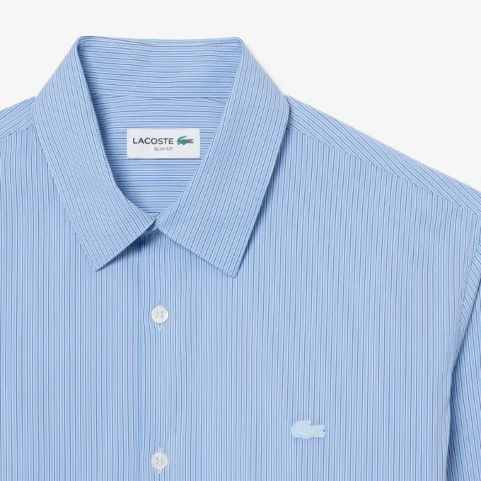 Camisa de popelín elástico a rayas de corte entallado