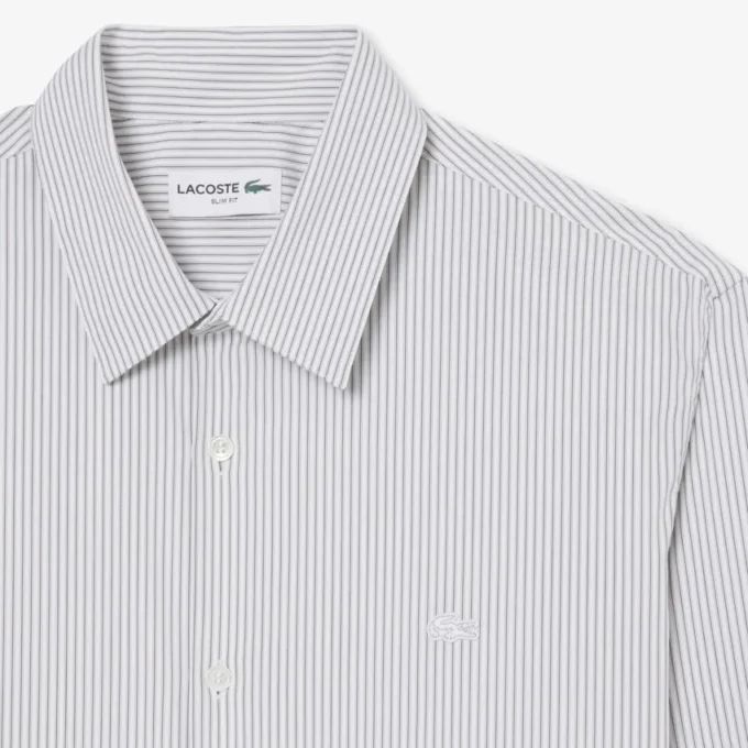Camisa de popelín elástico a rayas de corte entallado