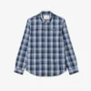 Camisa de popelín elástico con estampado de cuadros vichy y corte entallado